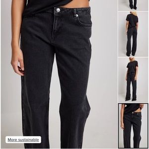 NA-KD Super Low Waist Jeans Black